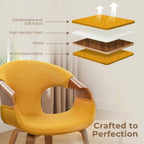 Art Leon Mid Century Modern Dining Chairs - Set of 2 Kitchen Dining Room Chairs, Fabric Accent Chairs with Wood Legs, Walnut Bentwood, Yellow