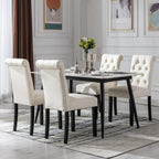 chairus Dining Chairs Set of 2 Mid Century Modern Living Room Chairs with Button Tufted High Back PU Leather Armless Chair Comfy Upholstered Side Chairs for Kitchen/Restaurant/Bedroom, Cream White
