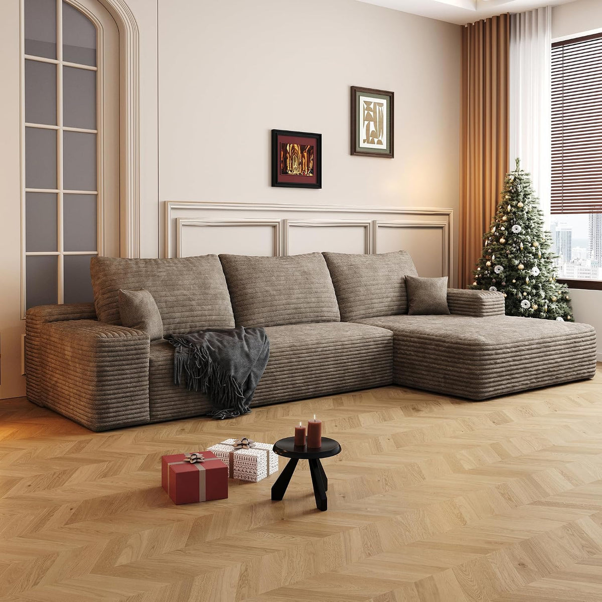 AUGOP 108" Sectional Couches for Living Room Modern Modular Sofa with L-Shape Couchs Upholstered Couch Deep Seat Sectional Couch with Chaise