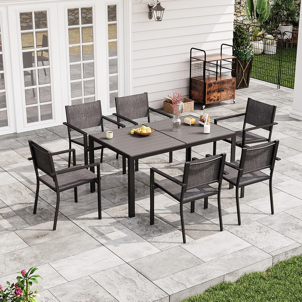 7-Piece Patio Table and Chairs Set for 6, All Weather Patio Dining Sets