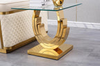 Square Glass End Table, Modern 22.8" Square Glass Side Table Tea Table with Stainless Steel Base and Clear Glass Top for Living Room Office