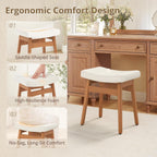 LUE BONA Vanity Saddle Stool with Wood Legs, 17.3" H Compact Makeup Stool with Sick Upholstery, Vanity Bench for Bedroom, Entryway & Bathroom, 300 lb Weight Capacity