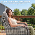 Luxury Swivel Rocker Chairs Fire Pit Set with 6" Thick Cushion 7 piece Wicker Outdoor Patio Chair with Sofa and Ottoman,Comfortable High Back Outdoor Patio Furniture Set - Gery | Gery