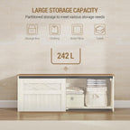 Hzuaneri 47.2" Storage Chest, Large Storage Bench with 2 Hinges, Farmhouse Wooden Box Bench, Lift-Top Organizer Chest, Wooden Bed End Bench, Suitable for Entryway, Bedroom, Retro White SB51214X