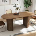 SoarFlash 70.8" Oval Dining Table for 4-6 Person Kitchen Table with Semi-Cylindrical Legs Base Modern Farmhouse Dinner Tables for Dining Living Receiption Room (Brown)