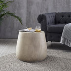 Modern Unique Design Side Table Indoor Outdoor Accent Table,Weatherproof Magnesium Oxide End Table for Living Room Bedroom Night Stand Bedside Table,No Need Assembly (Gray, 19''Lx19''Wx16.3''H)