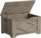 GAOMON Storage Chest, Storage Bench with Safety Hinge, Farmhouse Style Wooden Trunk for Entryway, Bedroom, Living Room, Washed Grey