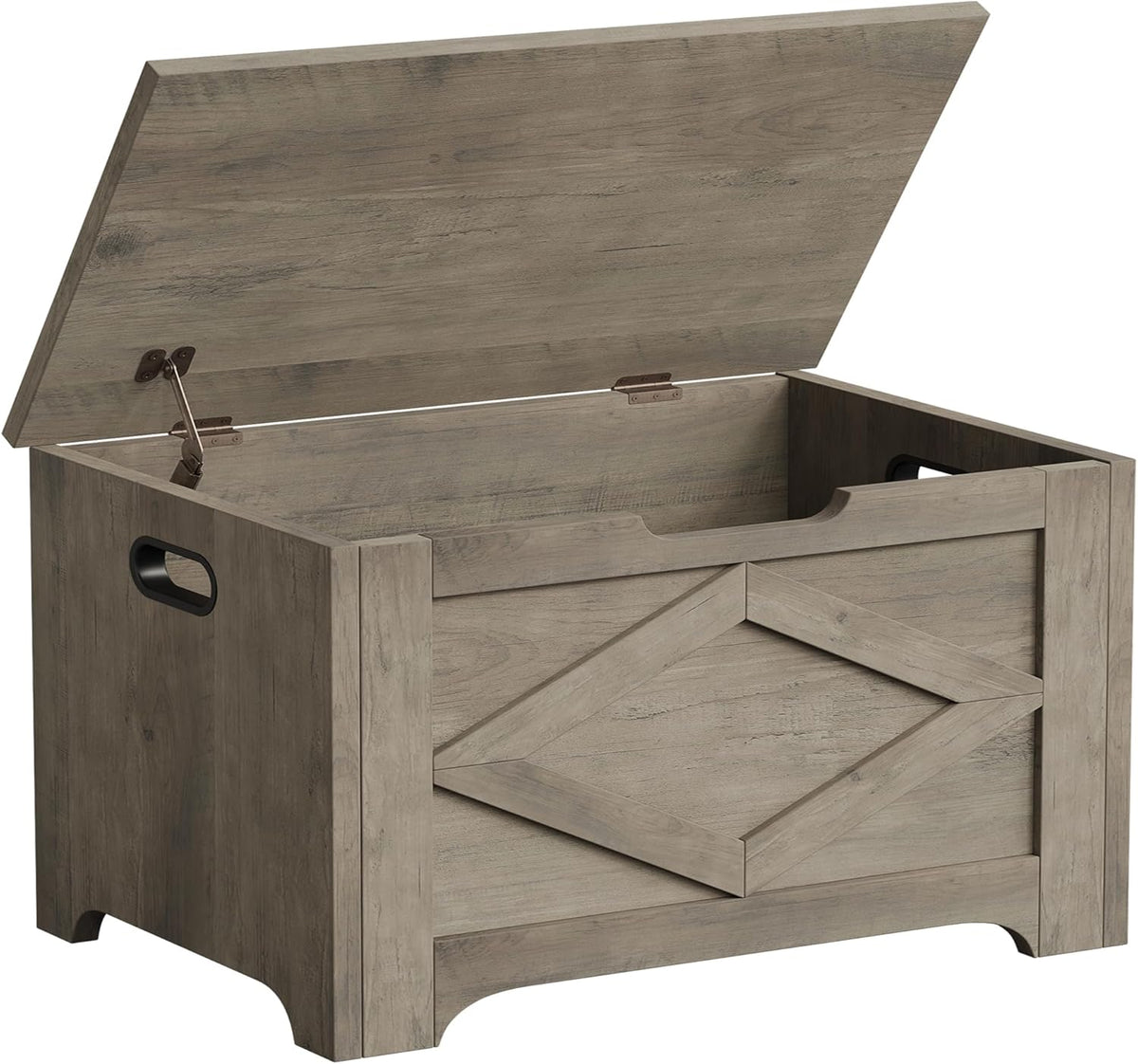 GAOMON Storage Chest, Storage Bench with Safety Hinge, Farmhouse Style Wooden Trunk for Entryway, Bedroom, Living Room, Washed Grey