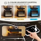 LED Nightstand - Bedside Table with Charging Station and 2 Mirrored Drawers Sliding Top with Magnetic Lock - Modern Night Stand for Bedroom & Living Room - Black