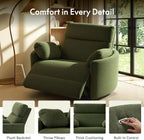 FLEXISPOT Mochi Oversized 54" Power Recliner Chair for Big & Tall, Chenille Fabric Electric Recliner with USB & Type-C Ports, Wide Single Sofa with Pillows for Living Room & Bedroom, Olive Green