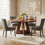 Lailang 47 Inch Dining Table, Round Kitchen Table, Dining Room Table for 4, Rustic Wood Dinner Table, Small Apartment Dining Table, Modern Kitchen Table, 47 x 47 x 30 Inch, Brown