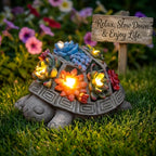 Snclriao Solar Turtle Garden Outdoor Decor with Succulent & 7 LED Lights – Outside Tortoise Statue Decor for Yard Patio Balcony & Backyard - Home House Decoration Art - Gift for Men Dad Women Mom
