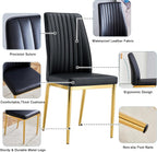 7 Pieces Modern Dining Table Set 63" Black Marble Dining Table Set for Rectangle Dining Room Table and 6 Black PU Leather Chairs for Kitchen, Office, Meeting Room, Restaurant