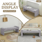 WUTUTUEE 58.7" End of Bed Bench Upholstered Modern Bedroom Bench for Living Room & Entryway, Easy Assembly, Footrest Ottoman Accent Window Bench with Solid Wood Frame & Curved Arm, Grey