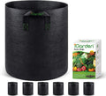 Grow Bags Tall, 10 Gallon Grow Pots 6 Pack with Handles, Heavy Duty 320G Thickened Nonwoven Fabric Plant Bag for Vegetables, Black