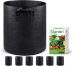Grow Bags Tall, 10 Gallon Grow Pots 6 Pack with Handles, Heavy Duty 320G Thickened Nonwoven Fabric Plant Bag for Vegetables, Black
