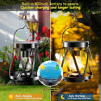 GARPAR Solar Lanterns Lights Outdoor Waterproof, Upgraded Metal Outdoor Lantern, Brighter Auto On/Off 18H Hanging Solar Lights for Outside Garden Yard Patio Porch Decor, Gift for Mom, 2 Pack
