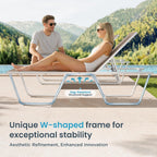 PHI VILLA 78" Oversized Outdoor Chaise Lounge Chair, 27" Extra Wide, 5-Position Adjustable, UV50+ Textilene Mesh, Rust-Proof Frame, Brown
