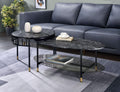 Engineered Stone Top & Black Finish Nesting Table Set | Dual-table nesting design with 15 mm thick engineered stone tops
