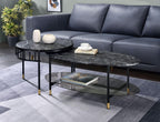 Engineered Stone Top & Black Finish Nesting Table Set | Dual-table nesting design with 15 mm thick engineered stone tops