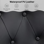 Furniliving PU Leather Accent Chair for Living Room, Upholstered Reading Chair with High Backrest, Tufted-Button Wingback Armchair for Bedroom, Dressing Room, Home Office, Black