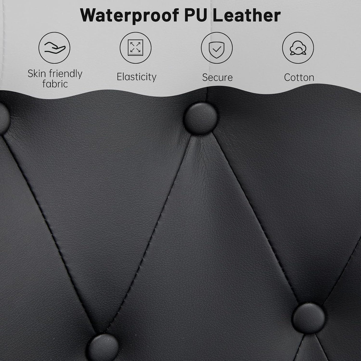 Furniliving PU Leather Accent Chair for Living Room, Upholstered Reading Chair with High Backrest, Tufted-Button Wingback Armchair for Bedroom, Dressing Room, Home Office, Black