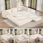 Vesgantti 6 in 1 Convertible Folding Sleeper Sofa Bed, No Assembly, Beige | 110.2" L Shaped Modular Sectional Sofa, Curved Armrest, Deep Seat Couches for Living Room, Chenille, Right Facing