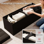 Ottoman with Storage,Black | Folding Storage Ottoman Bench for Living Room and Bedroom,Rectangle Foot Rest Stools Holds up to 660 lbs