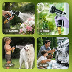 Garden Hose 25 FT, Lightweight Non-Expanding Water Hose with 10 Function Nozzle, Manguera Para Jardin with 3/4" Brass Connectors Leak-Proof, Burst-Resistant, Anti-Kink
