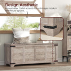 MAHANCRIS 47.2" Storage Chest Extra Large, Wooden Storage Bench with 2 Safety Hinges, Entryway Shoe Bench, 47.2x15.7x19.7 Inch, Easy Assembly, Storage Trunk for Living Room, Bedroom, Greige SCHG4901