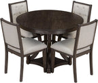 Bellemave Extendable Dining Table Set for 4, 5-Piece Retro Round Table Set with 4 Upholstered Chairs, Round Table with a 16" W Leaf, Oval Kitchen Table Set with Extendable Table (Espresso)