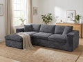 Vongrasig 105" Couches for Living Room,Sectional Couches Modular Sofa with L-Shaped Chaise, Memory Foam Comfy Cloud Couch with Plush Corduroy Fabric, No Assembly Required, (Dark Grey)