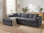 Vongrasig 105" Couches for Living Room,Sectional Couches Modular Sofa with L-Shaped Chaise, Memory Foam Comfy Cloud Couch with Plush Corduroy Fabric, No Assembly Required, (Dark Grey)