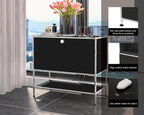 Metal Nightstand, Mid-Century Modern Bookshelf, Flap Door 27.5 | Sleek Modern Design,Space-Saving, Cube Storage Organizer, Bedside Table, Entryway Console for Home, Office, or Foyer
