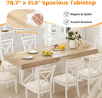 Zevemomo 63"-78.7" Expandable Dining Table, 6-10 Extendable Dining Table, Rectangle Conference Table, Farmhouse Kitchen Table with Slide Track, Tapered U-Shaped Wood Legs for Office, Living Room-Oak