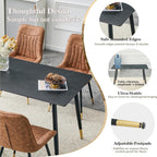 50 inch Sintered Stone Dining Table for 4, Modern Minimalist Kitchen Table with 0.43" Matte Black Sintered Stone Top & Tapered Metal Legs, Small Space Rectangular Table for Home, Kitchen, Apartment
