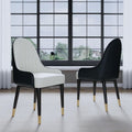 AF ARTISAN FURNITURE Black White Dining Chairs Set of 2 with High Backs Mid Century Modern Kitchen Dining Room Chairs PU Faux Leather Upholstered Large Padded Accent Chair with Legs