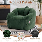 Vipbear Cat Paw Bean Bag Chair, Oversized Air-Cushion Sofa Chair Green | 39", air-cushion filling, cat paw Pocket, carry handle, oversized firm support, ergonomic, plush faux fur, gaming, reading