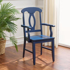 SAFAVIEH Home Collection – Hannelore Solid Wood Dining Arm Chair, Dark Blue Finish, Classic Transitional Seating Design (DCH6907D)