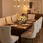 OVENTA Modern Tufted Upholstered Dining Chairs Set of 6, Beige Velvet Dining Room Chair with Metal Legs, Sillas de Comedor, Kitchen Chairs (Beige Velvet, Gold Legs Set of 6)