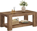 VASAGLE Coffee Table, 2-Tier Center Table with Rustic Charm and Clean Lines