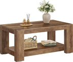 VASAGLE Coffee Table, 2-Tier Center Table with Rustic Charm and Clean Lines