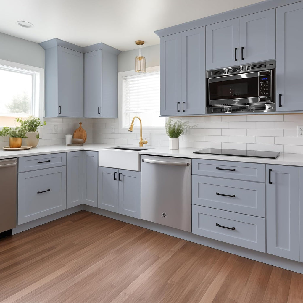 Solid Wood Shaker Wall Cabinet for Microwave – Space-Saving RTA with Open Shelves, Perfect Kitchen Pantry Storage & Durable Wall-Mounted Organizer (SK-Grey, 30" W x 24" D x 36" H)