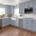 Solid Wood Shaker Wall Cabinet for Microwave – Space-Saving RTA with Open Shelves, Perfect Kitchen Pantry Storage & Durable Wall-Mounted Organizer (SK-Grey, 30" W x 24" D x 36" H)
