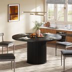 Tribesigns 47.24" Black Round Dining Table for 4-6 People | Modern Fluted MDF + Metal Base Kitchen Table, Sturdy Circle Dining Room Furniture, Easy Assembly, Black