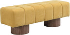 Merax 50" Upholstered Chenille Dining Bench Entryway End of Bed Ottoman Bench for Living Room Bedroom Dining Room, Wood Leg, Bear 300 LBS, No-Assembly (Yellow)