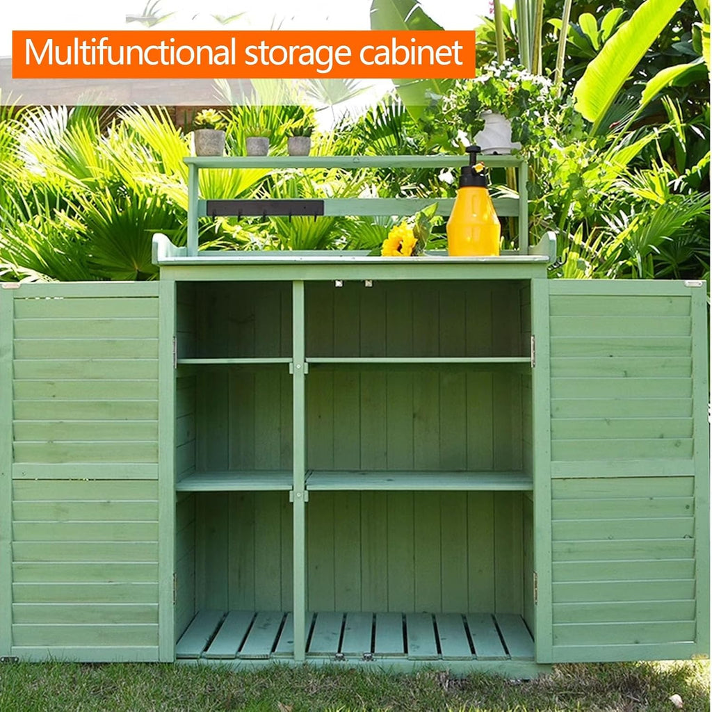 Outdoor Storage Cabinet Waterproof with Shelves Ventilated Shutter Door, Outdoor Cabinets Weatherproof Tall Adjustable Foot Pads for Delivery Patio Garden and P,Brown