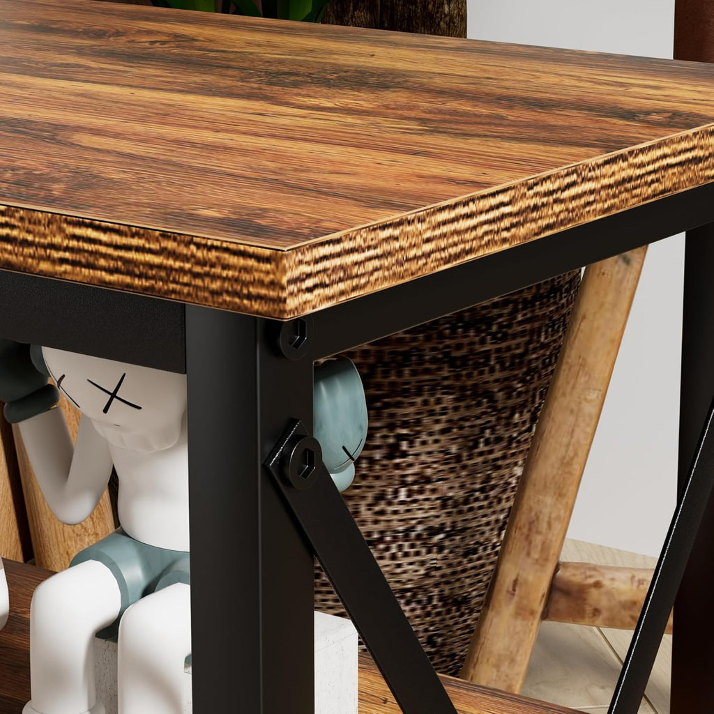 VECELO End Side Table Night Stand,X-Design with Storage Shelf for Bedroom,Living Room,Brown