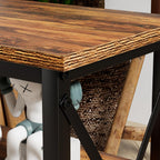 VECELO End Side Table Night Stand,X-Design with Storage Shelf for Bedroom,Living Room,Brown