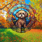 Poodle Dog Wind Spinners Outdoor Dog Memorial Gifts, 3D Metal Kinetic Hanging Garden Wind Spinner, Spinner Decor, Wind Sculptures for Outdoor & Indoor, Window, Yard Decor (Poodle 2)